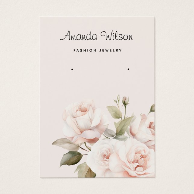 Elegant simple vintage floral earring display card (Front)