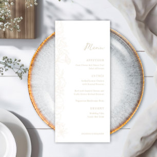 Elegant Simple Vintage Ivory Floral Garden Wedding Menu