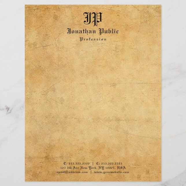 Elegant Simple Vintage Rustic Classic Monogram Custom Letterhead (Front)