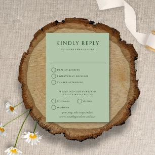 Elegant Simple Vintage Sage Green Wedding RSVP Card