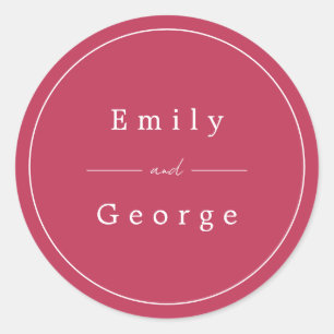 Elegant Simple Viva Magenta Modern Trendy Wedding Classic Round Sticker