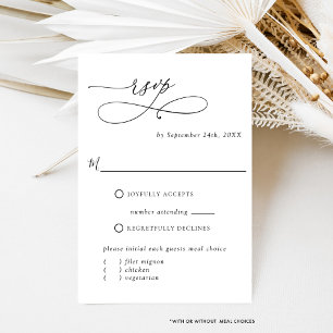 Elegant Simple, W / Without Meals Options Wedding RSVP Card