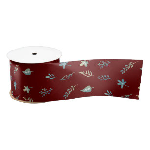 elegant simple watercolor botanic baby blue leaves satin ribbon