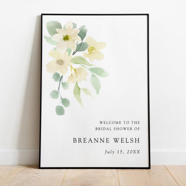 Elegant Simple Watercolor Bridal Shower Welcome Poster (Creator Uploaded)