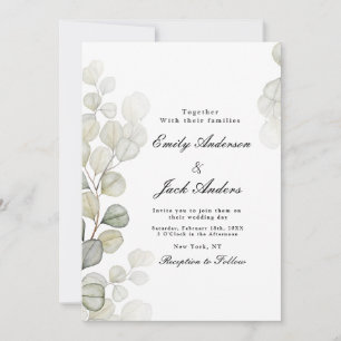Elegant simple Watercolor Eucalyptus wedding Invitation
