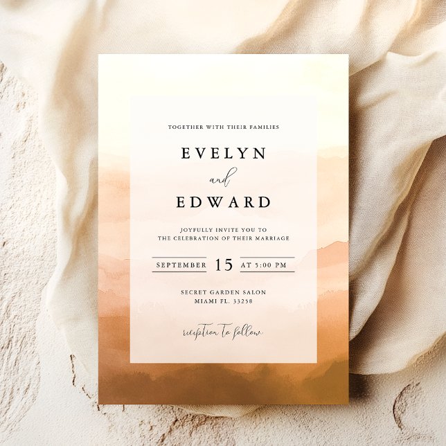 Elegant Simple Watercolor Fall Wedding Boho  Invitation (Creator Uploaded)