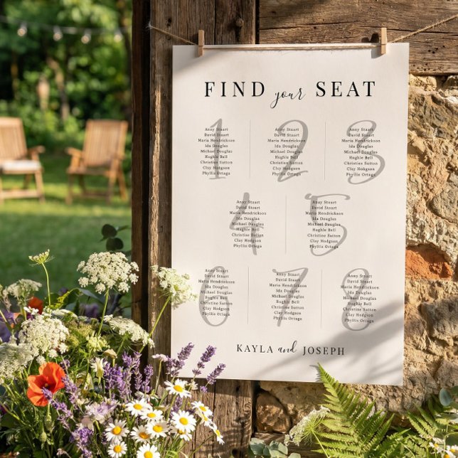 Elegant Simple Wedding 8 Table Seating Chart Sign (Creator Uploaded)