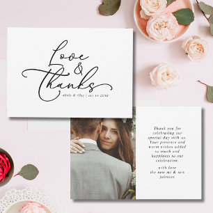 Elegant Simple Wedding Love and Thanks Photo Thank You Card