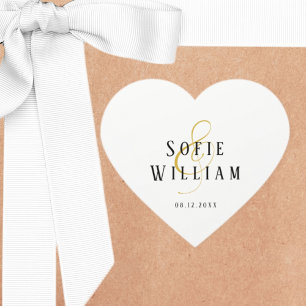 Elegant Simple Wedding Names Date Sticker