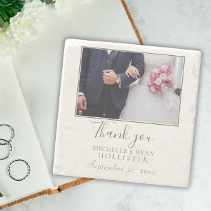 Elegant Simple Wedding Photo Favour  Stone Coaster
