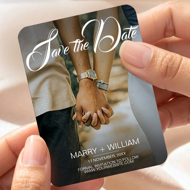Elegant Simple Wedding Photo Save the Date Magnet (Creator Uploaded)