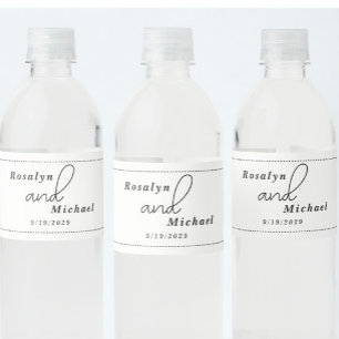 Elegant Simple Wedding Water Bottle Label