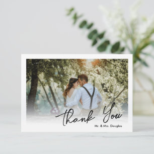 Elegant simple weddings script typography photo thank you card