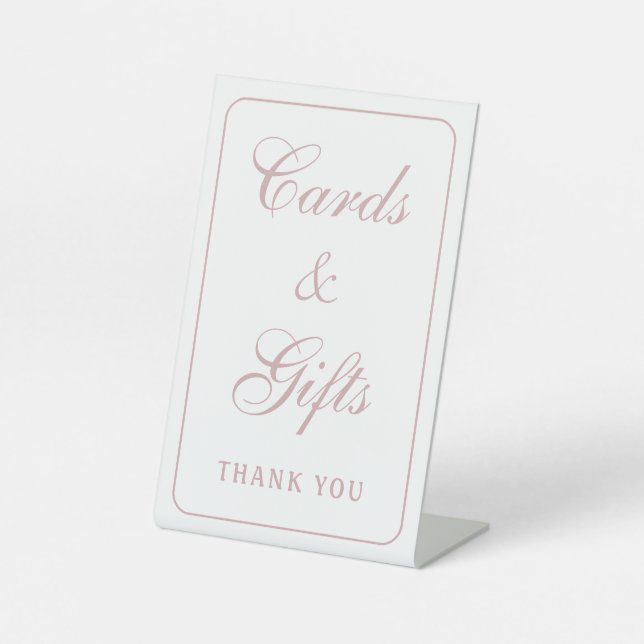 Elegant Simple White Blush Cards & Gifts Pedestal Sign (Front)