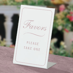 Elegant Simple White Blush Favours Pedestal Sign