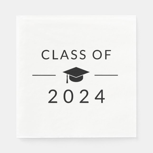 Elegant Simple White Class 2025 Graduation Party Napkin (Front)