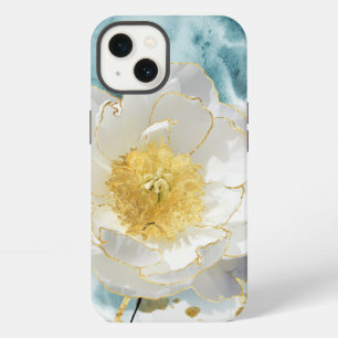 Elegant Simple White Flower Luxury Gold Watercolor iPhone 13 Case