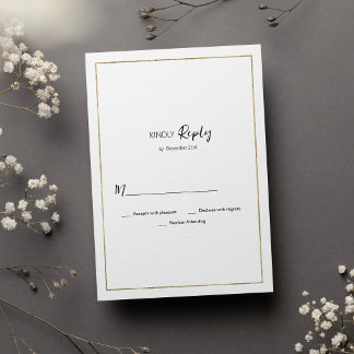 Elegant simple white gold minimalist RSVP Invitation