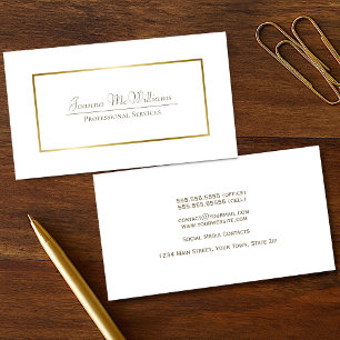 Elegant Simple White & Gold Professional Business Card