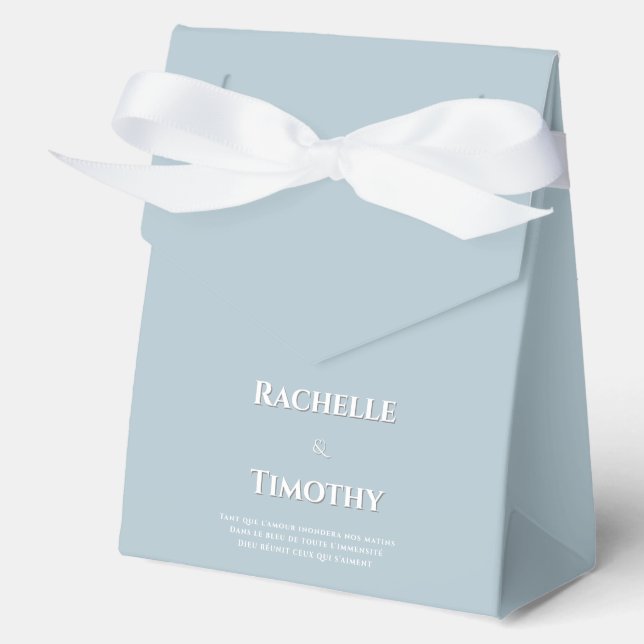 Elegant Simple White Grey Editable Wedding  Favour Box (Front)
