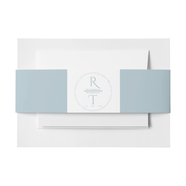 Elegant Simple White Grey Monogram Wedding Invitation Belly Band (Front Example)