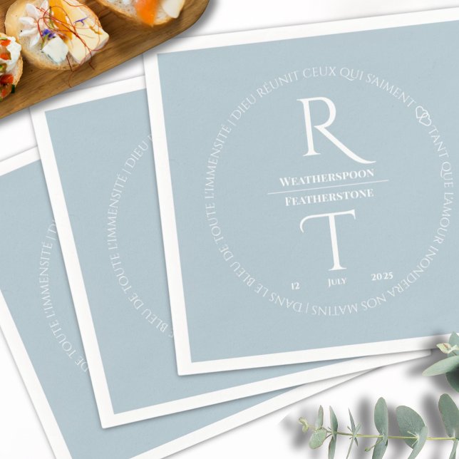 Elegant Simple White Grey Monogram Wedding Napkin (Creator Uploaded)