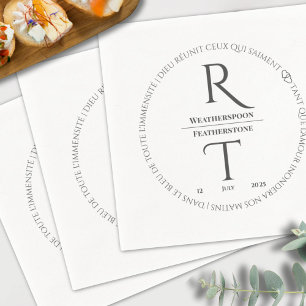 Elegant Simple White Grey Monogram Wedding Napkin