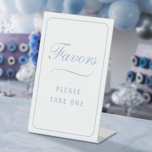 Elegant Simple White Light Blue Favours Pedestal Sign