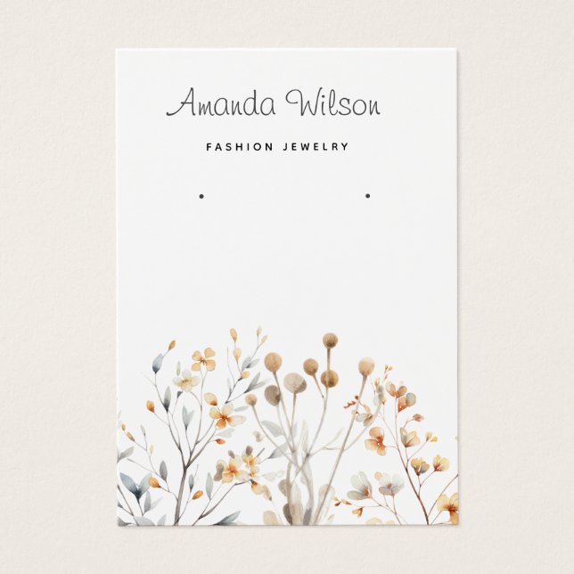  Elegant simple Wildflowers Earring Display card  (Front)