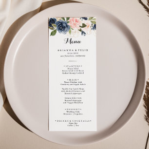 Elegant Simple Winter Floral Calligraphy Dinner Menu