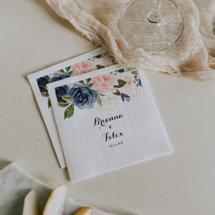 Elegant Simple Winter Floral Calligraphy Wedding Napkin