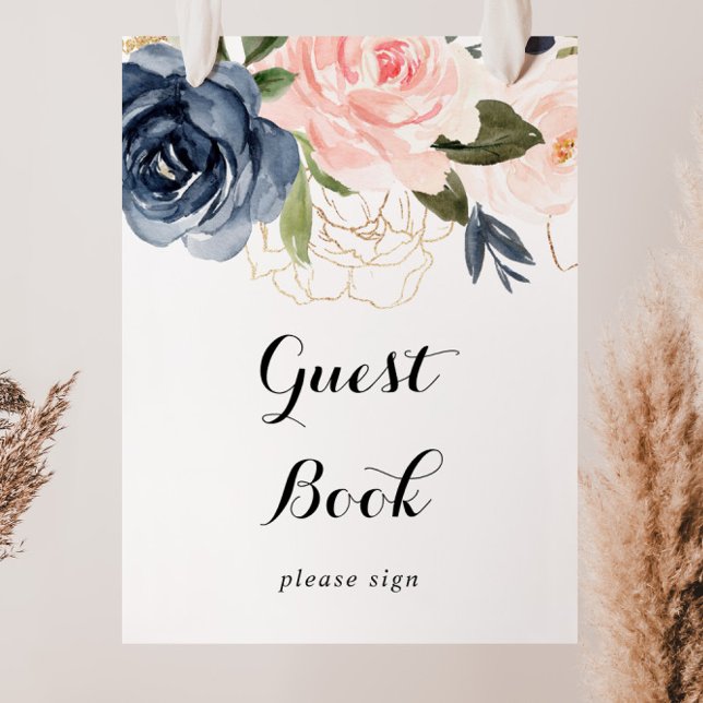Elegant Simple Winter Floral Guest Book Sign (Creator Uploaded)