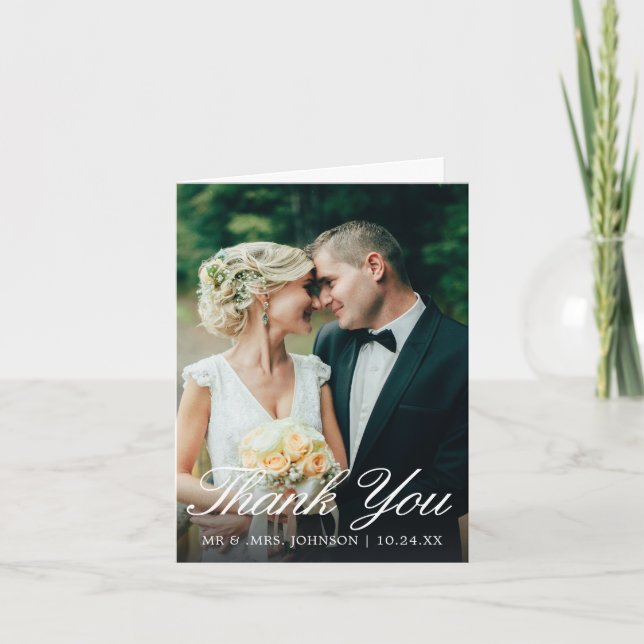 Elegant Simple Winter Wedding Thank You Card (Front)