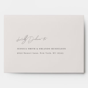 Elegant Simple With Line Art Flowers & Border Envelope