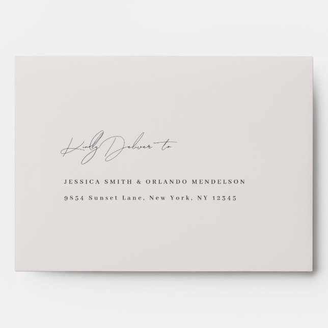 Elegant Simple With Line Art Flowers & Border Envelope (Front)