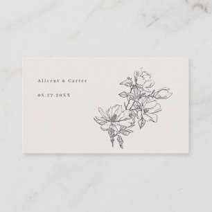 Elegant Simple With Line Art Flowers & Border Place Card