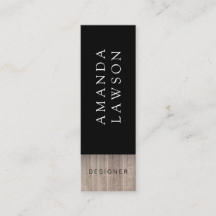 Elegant Simple Wood Trim and Black Mini Business Card