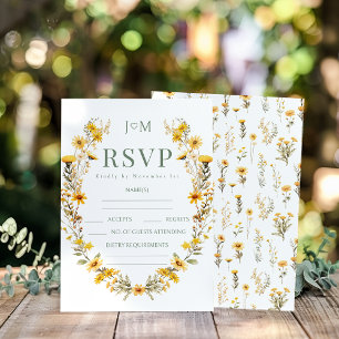 Elegant Simple Yellow Wedding RSVP Response Card