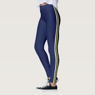 Elegant Simple Yellow White Blue Striped  Leggings