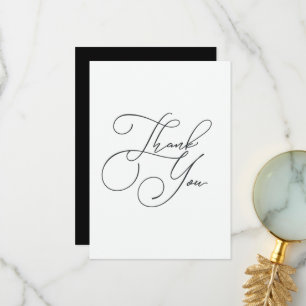 Elegant Simplicity Minimalist Black and White Thank You Card