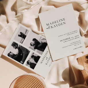 Elegant Simplicity Photo Green Collage Wedding Invitation