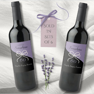 Elegant Simply Stunning 60th Birthday Lavender Wine Label