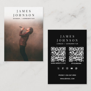 Elegant Singer Musician Photography 2 QR Codes Business Card