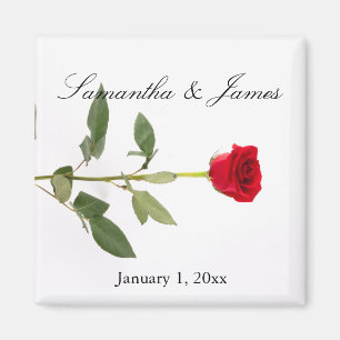 Elegant Single Long Stem Red Rose Magnet
