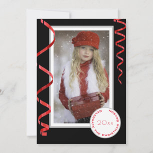 Elegant Single Photo Christmas Card with Year