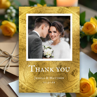 Elegant Single Photo Wedding Thank You Card