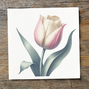 Elegant Single Pink Tulip Flower Napkin