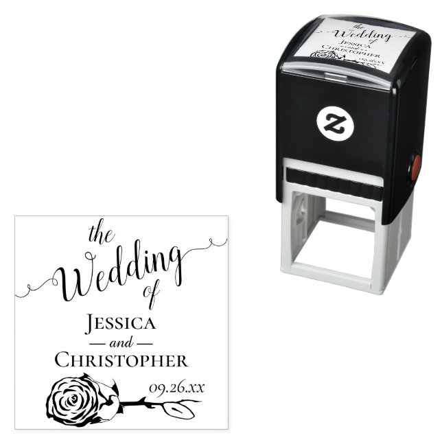 Elegant Single Rose the Wedding of Self-inking Stamp (In Situ)