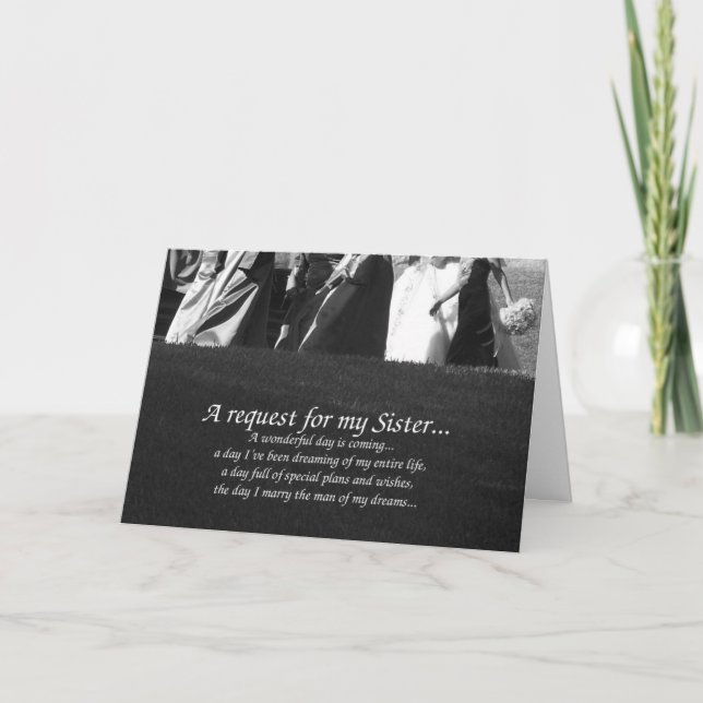 Elegant Sister Maid of Honour Request Card (Front)