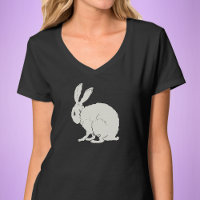 Elegant Sitting White Rabbit Drawing Black Outline